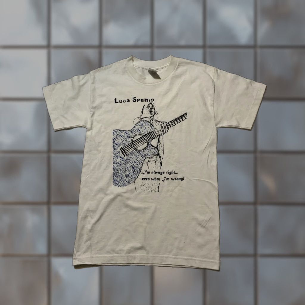 Vintage Luca Spanio I’m Always Right Even When I’m Wrong Guitar White S/S T-Shirt Sz. S Mens T-Shirt S White Lucas Guitar Mens Size US S / EU 44-46 / 1 - 1 Thumbnail