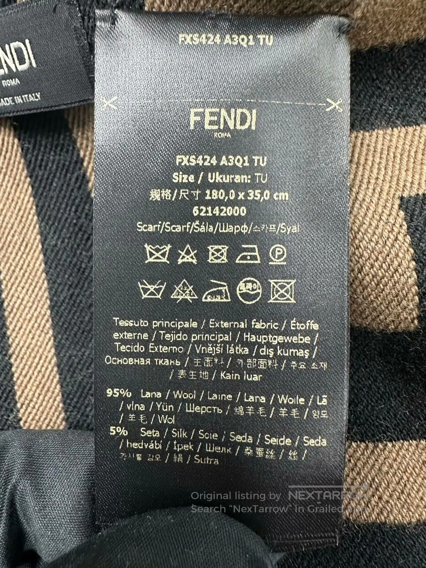 Fendi FENDI Classic Brown Monogram Logo Scarf| Size ONE SIZE - 4 Thumbnail