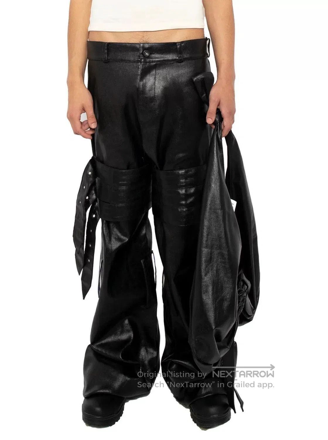 Ximon Lee stylish black faux leather wide. Size 30" / US 8 / IT 44 - 8 Thumbnail