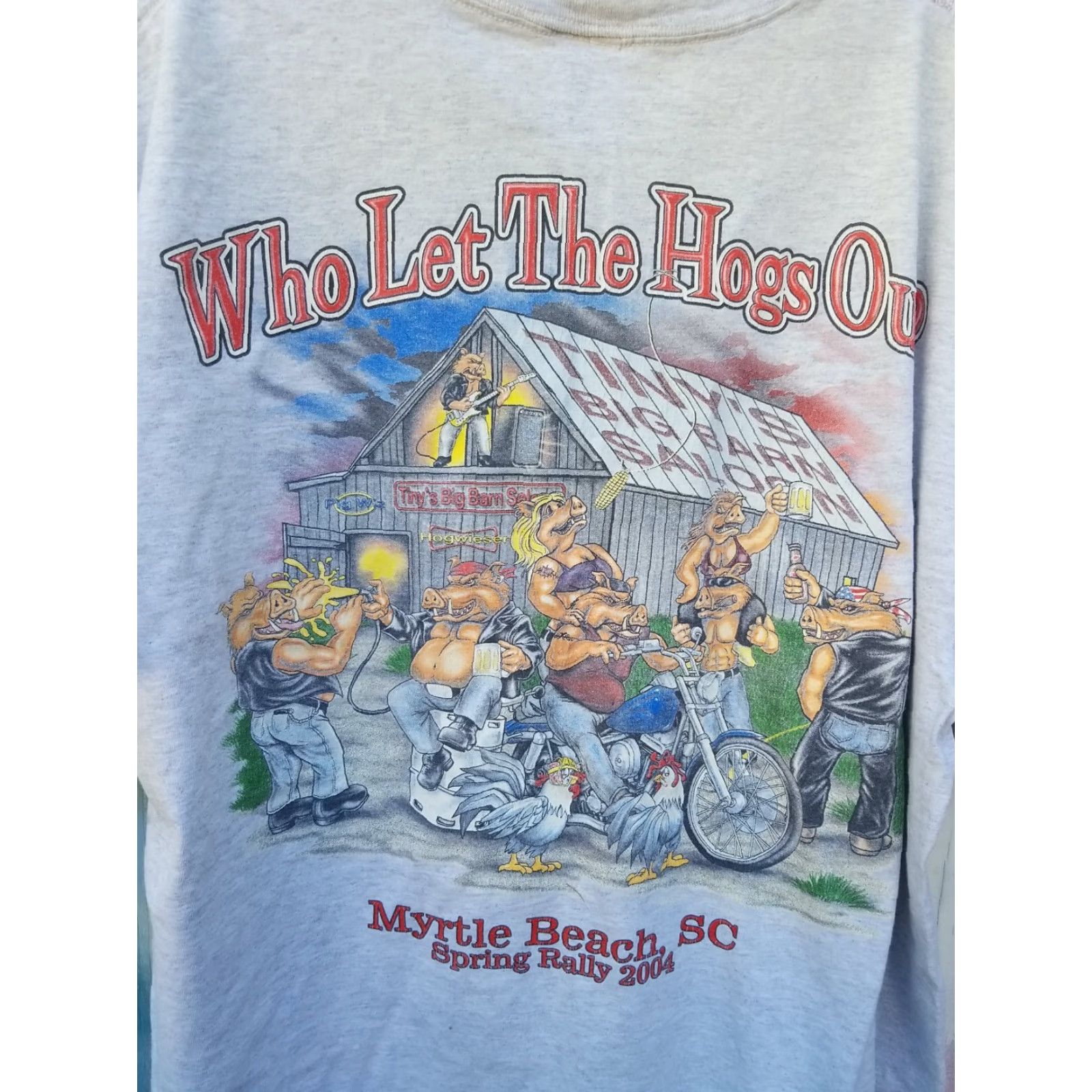 Vintage Vintage Myrtle Beach Spring Break Motorcycle Rally harley hog Shirt xl gray Crew Neck XL Adult Men 90s Vintage Print Shirt Men Size US XL / EU 56 / 4 - 5 Thumbnail