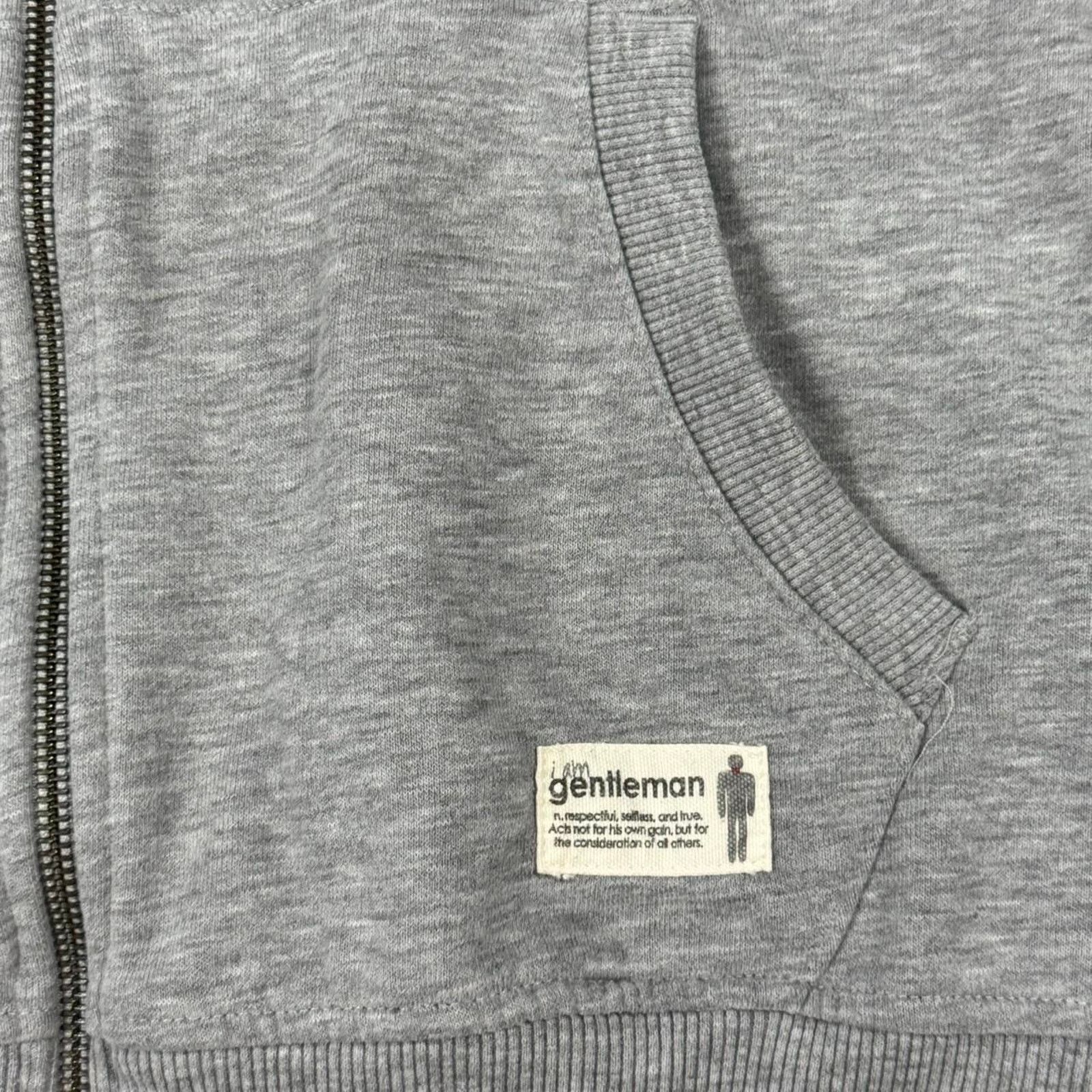Mr. Gentleman VINTAGE Y2K ESSENTIAL I AM GENTLEMAN GRAY ZIP UP HOODIE: Size US S / EU 44-46 / 1 - 4 Thumbnail