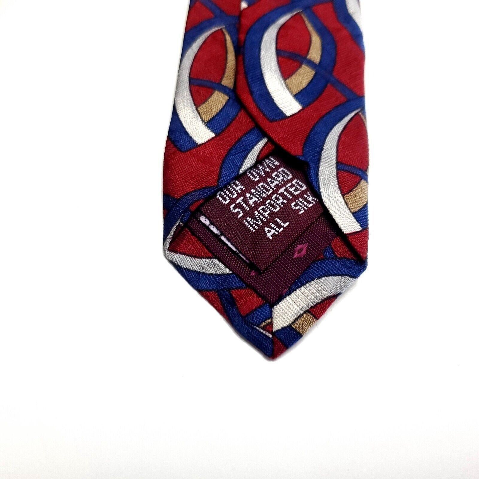 Neiman Marcus Neiman Marcus Red Abstract Print Blue Wide Silk Tie Size ONE SIZE - 4 Thumbnail