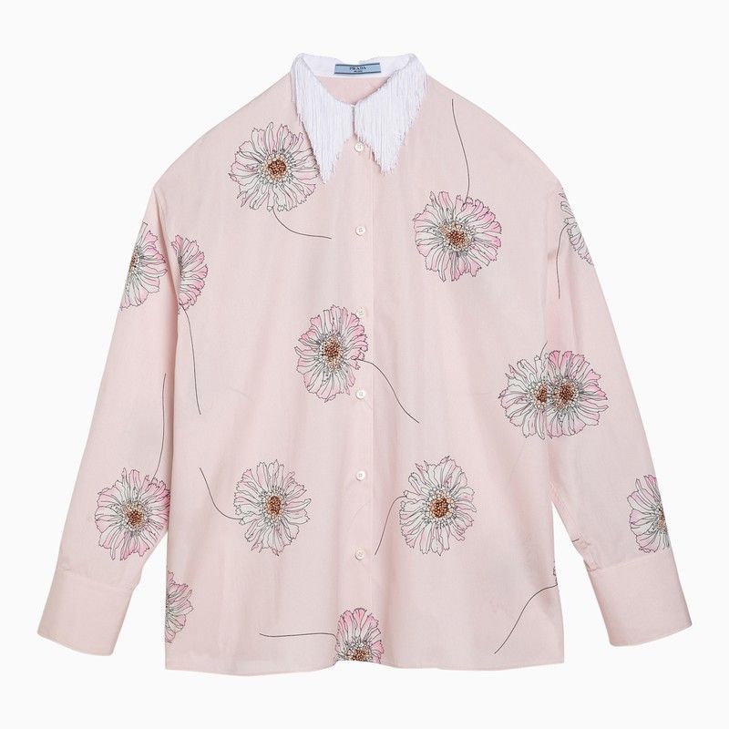 Image of Prada Peach-Coloured Shirt With Cotton Print in Pink, Women's (Size XS)