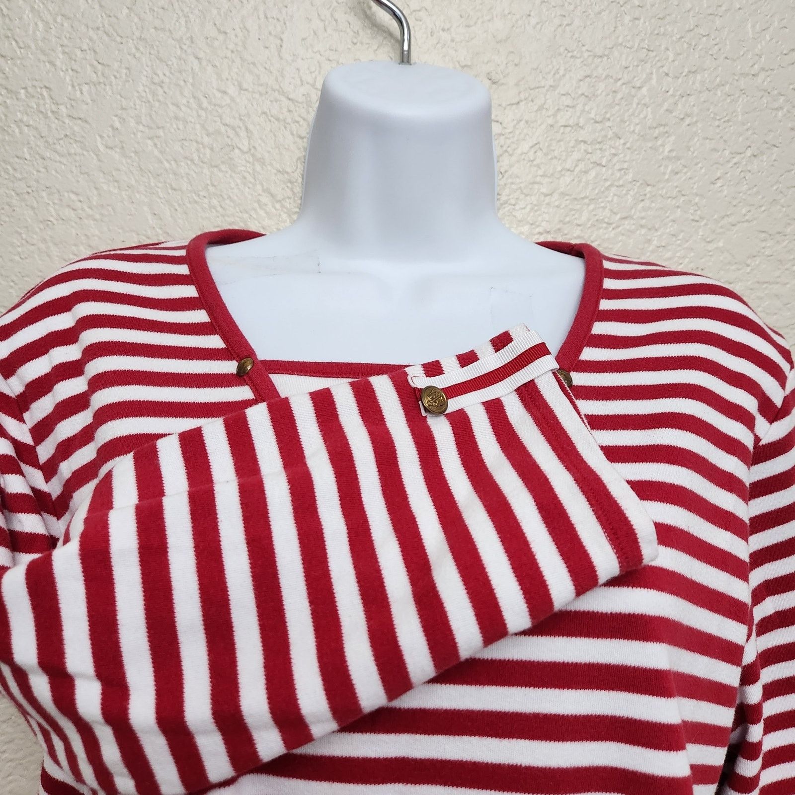 Other Draper's & Damon's Red White Striped Top Large Lightweight Size L / US 10 / IT 46 - 2 Thumbnail