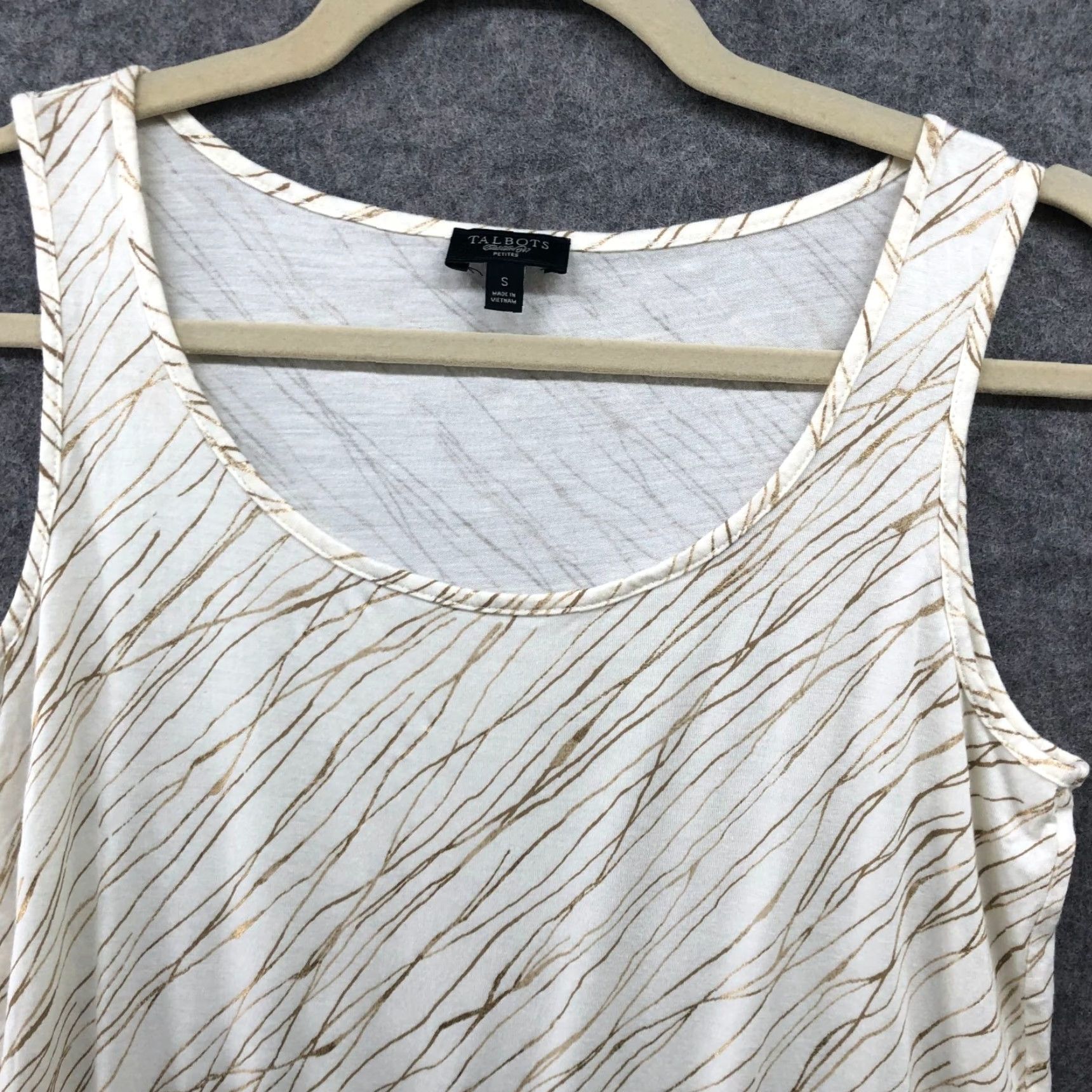 Talbots VINTAGE Talbots Tank Top Womens Small S Cream Gold Metallic Lyocell Jersey Stretchy Casual Size S / US 4 / IT 40 - 4 Thumbnail