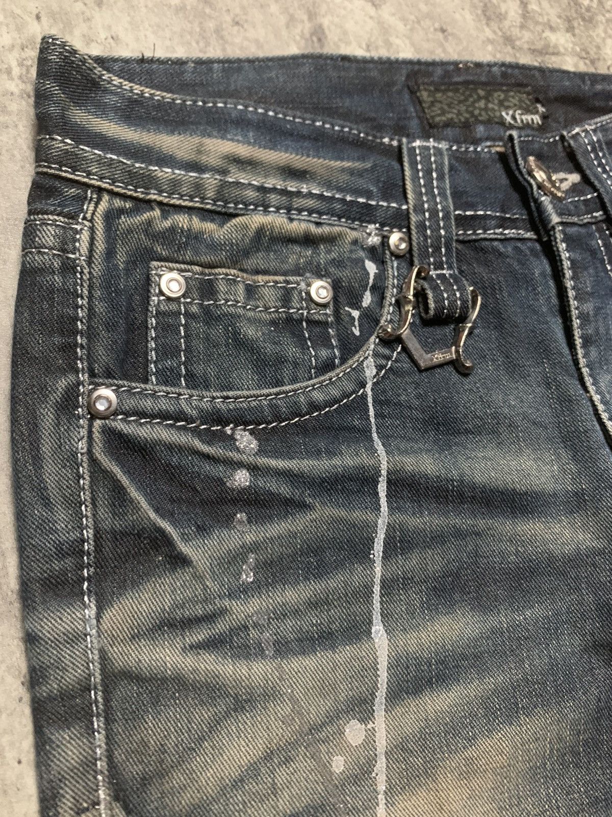 Tornado Mart Y2K Xfrm Studded Splatter Mud Wash Rusty Flare Pants Size US 30 / EU 46 - 4 Thumbnail