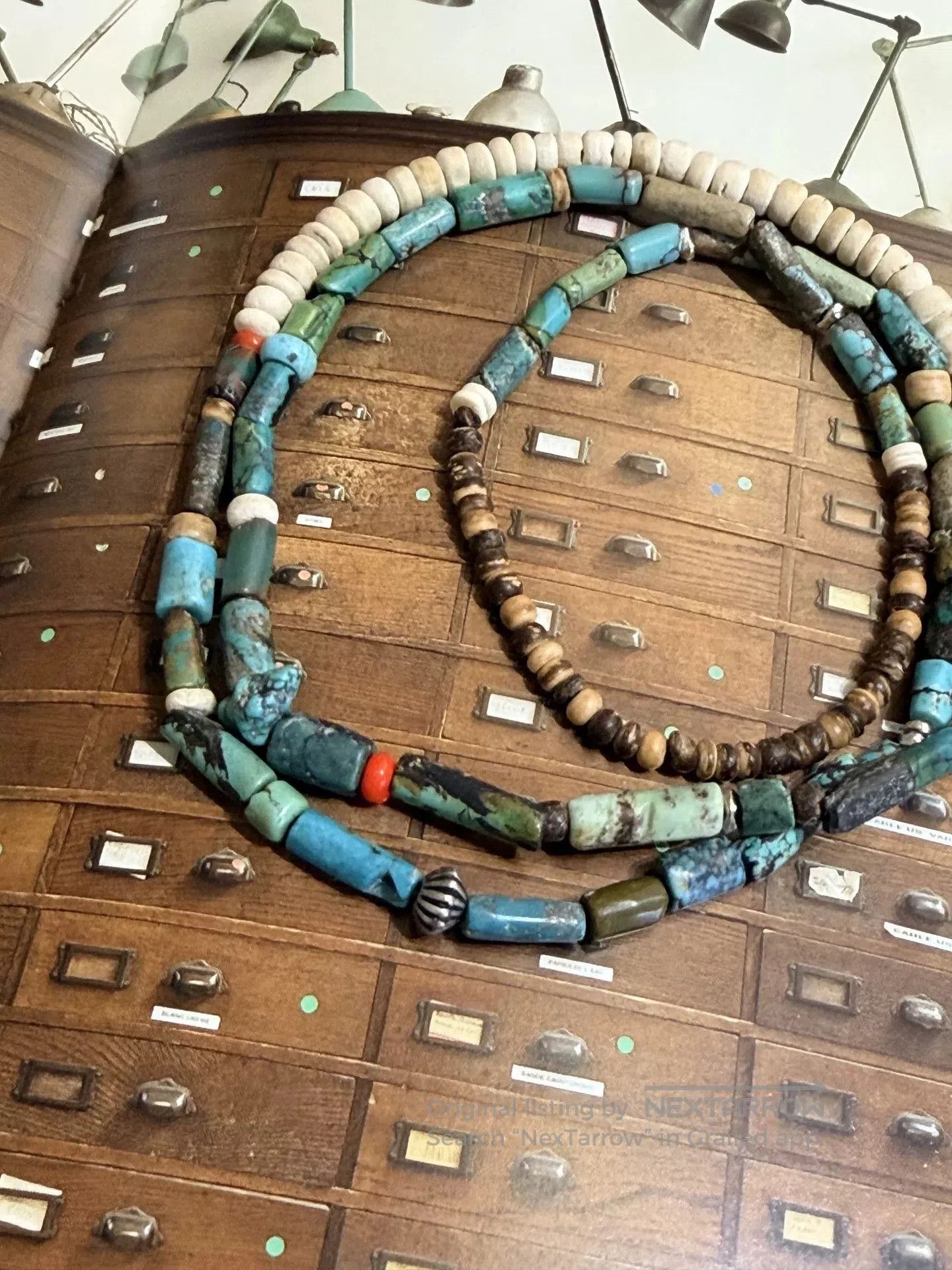 Other Navajo Vintage Turquoise Seashell Glass Necklace. Size ONE SIZE - 1 Thumbnail