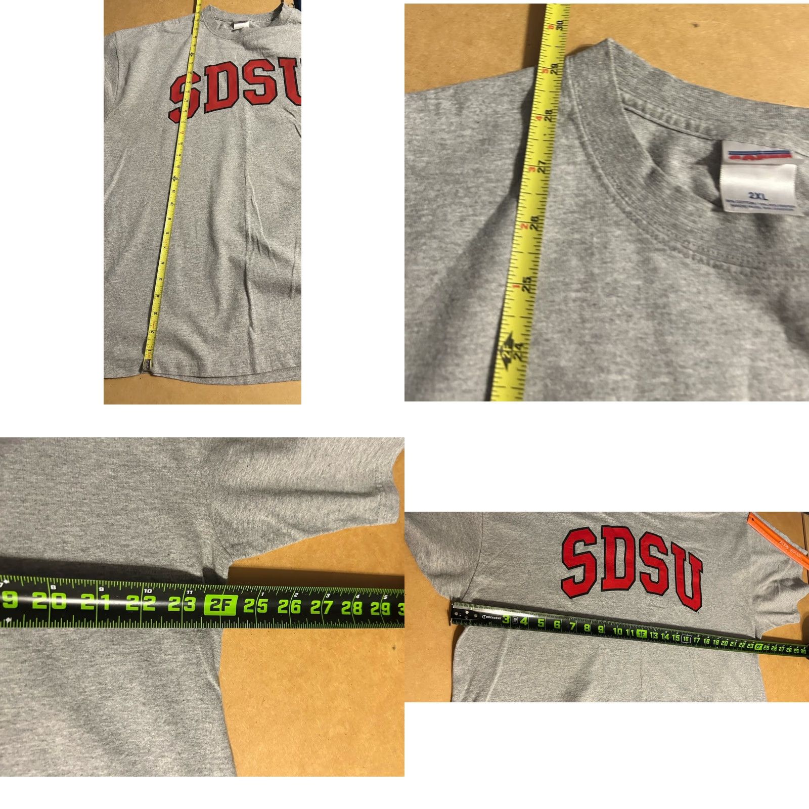Soffe VTG San Diego State University SDSU Shirt Unisex Adults 2XL Heather Gray Soffe Logo Graphic Tee Shirt Size US XXL / EU 58 / 5 - 9 Thumbnail