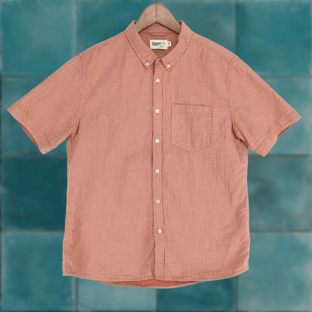Vintage Wellen Shirt Mens XL Rust Brown Grid Short Sleeve Button Down Organic Cotton Size US XL / EU 56 / 4 - 1 Thumbnail