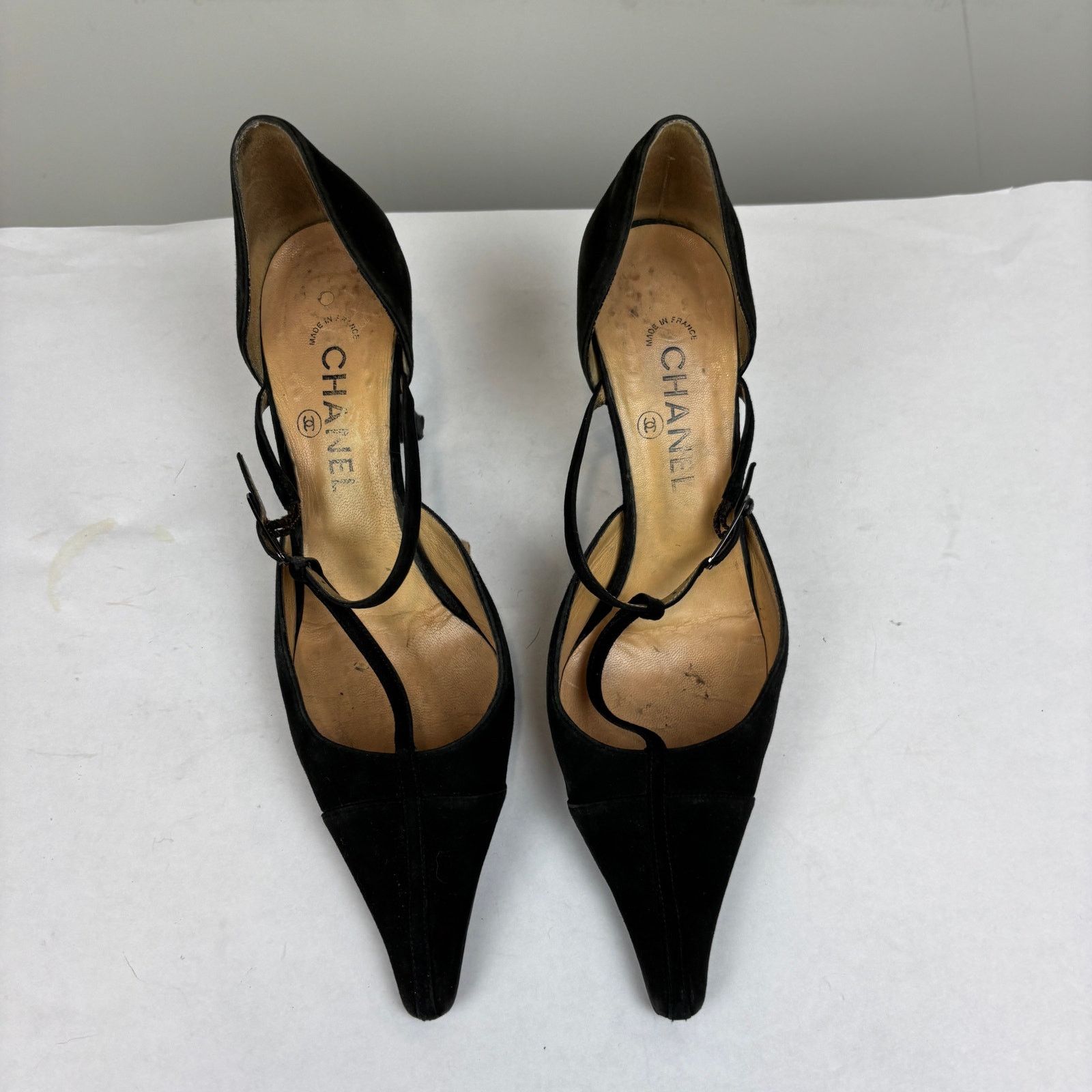 Chanel × Vintage VTG Chanel Suede Strappy Pointed Toe Kitten Heels Women's 39 Size US 9 / IT 39 - 6 Thumbnail