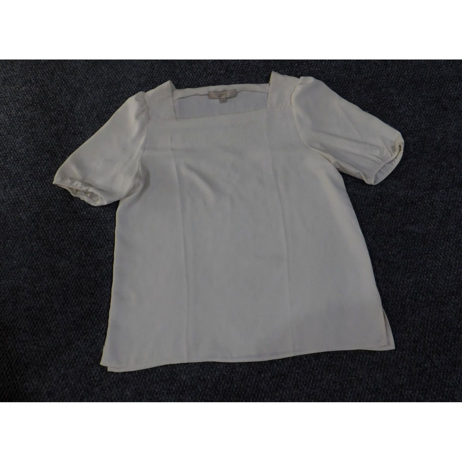 Loft LOFT Blouse White Short Sleeve Square Neck Womens M Shirt Casual Classic Lightweight Cap Sleeve Regular Pattern: Solid Size M / US 6-8 / IT 42-44 - 3 Thumbnail