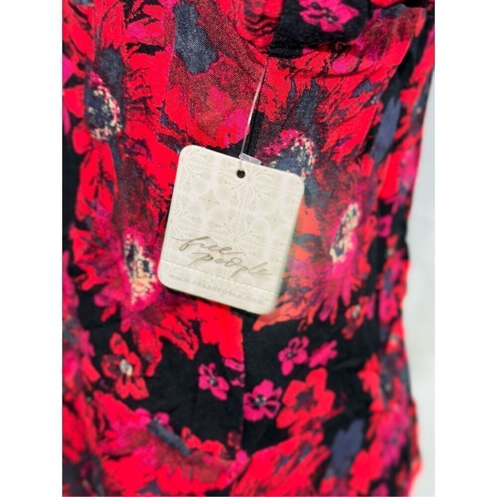 Free People Free People Red Floral Tie Front Cardigan | Sz M, NWT Size M / US 6-8 / IT 42-44 - 6 Thumbnail