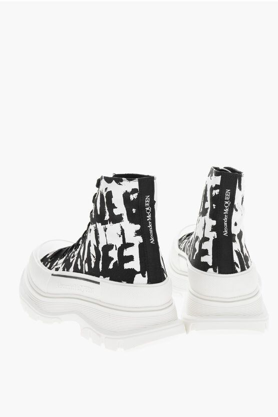 Alexander McQueen o1y1024 Hi-Top Sneakers in White & Black Size US 11 / EU 44 - 3 Thumbnail