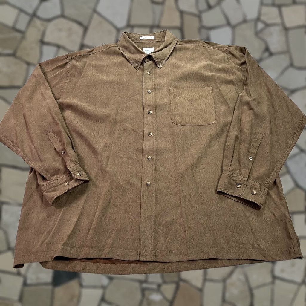 Forsyth Shirt Mens 2XL Brown Long Sleeve Button Up Microfiber Sueded, Men's (Size Xxl)