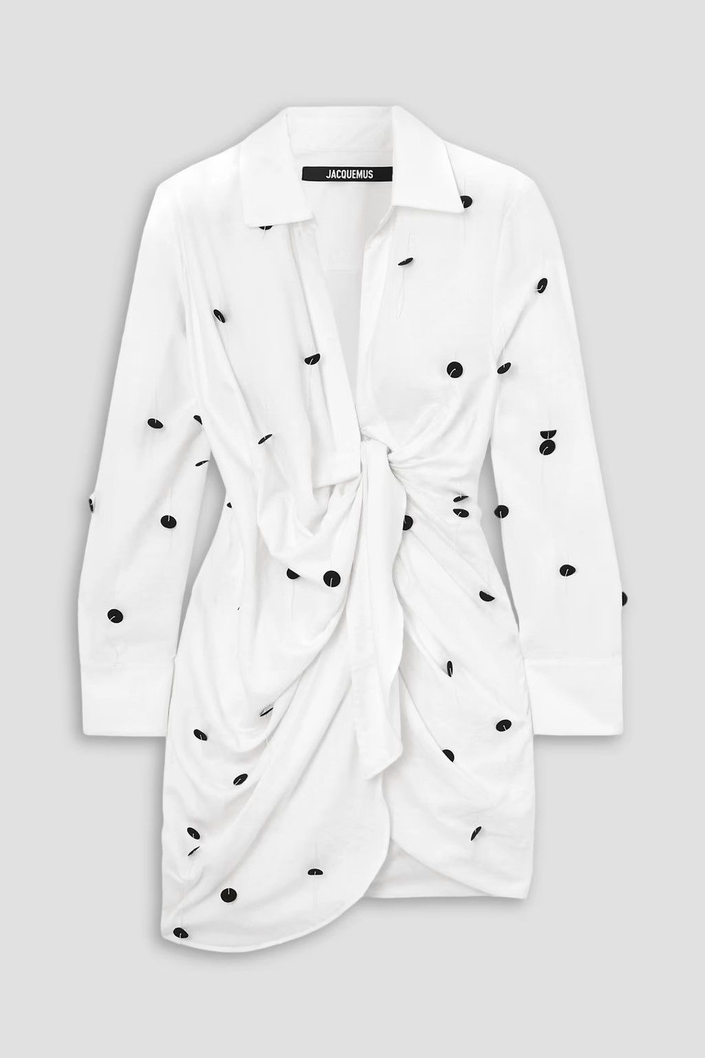 Jacquemus JACQUEMUS Bahia Brodée Twist-front Embellished Twill Dress Size XXS / US 00 / IT 34 - 1 Thumbnail