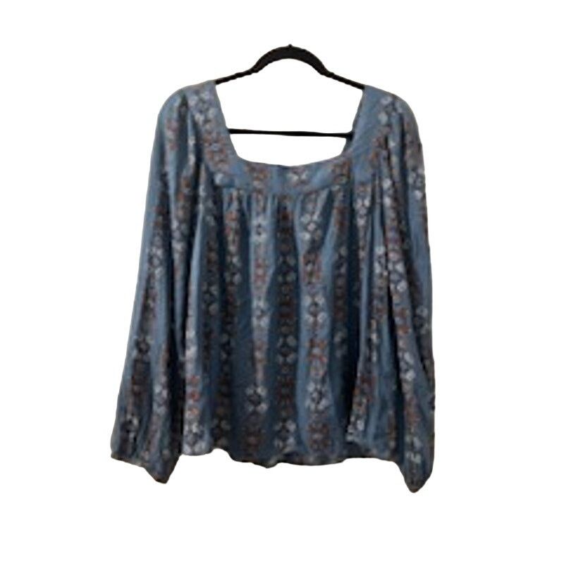 Sonoma Sonoma Women’s Large Blue Floral Embroidered Blouse - Size L / US 10 / IT 46 - 1 Thumbnail