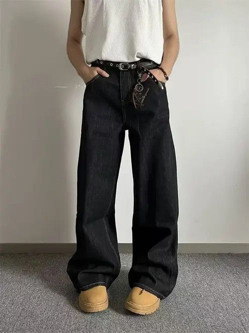 Japanese Brand Black casual vintage washed wide-leg jeans y2k Size US 32 / EU 48 - 2 Thumbnail