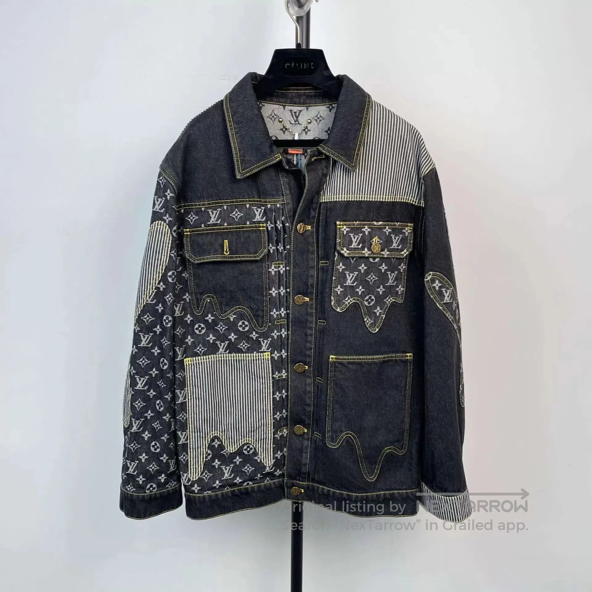 Louis Vuitton Black Denim Jacket with Pattern Details Size S. Size US S / EU 44-46 / 1 - 1 Thumbnail