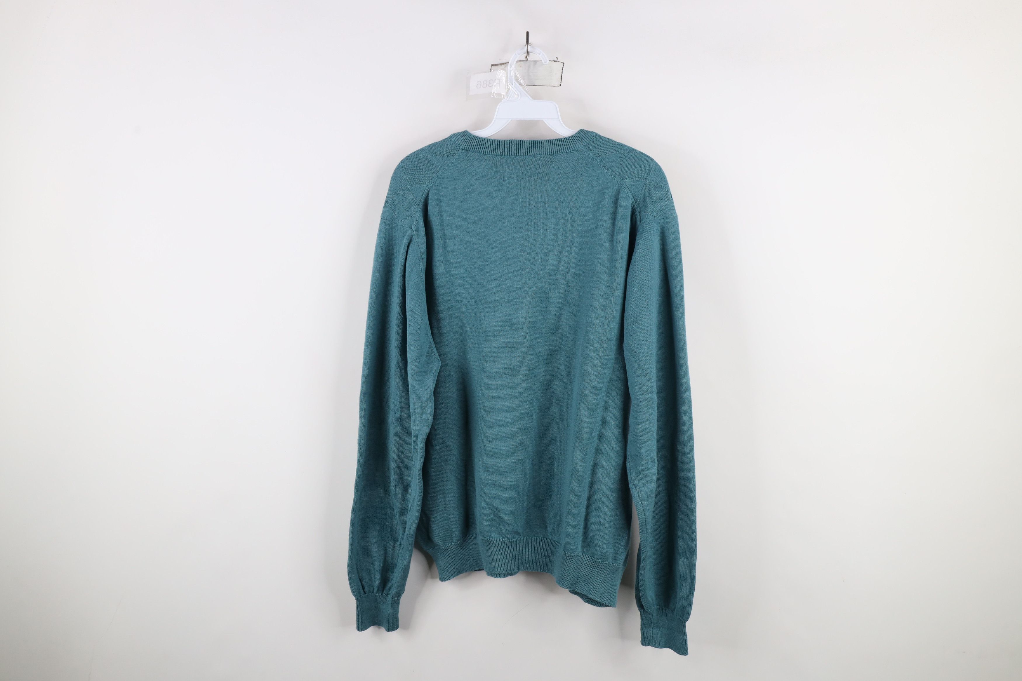 Vintage Vintage 90s Streetwear Cotton Knit Diamond Sweater Teal Size US M / EU 48-50 / 2 - 8 Thumbnail