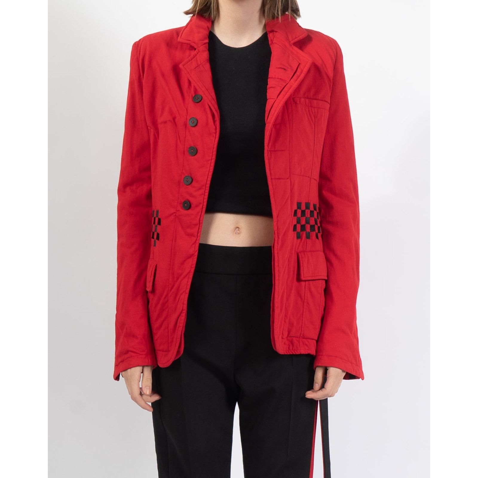 Haider Ackermann FW19 Embroidered Jacket in Red Cotton Jersey Size S / US 4 / IT 40 - 1 Thumbnail