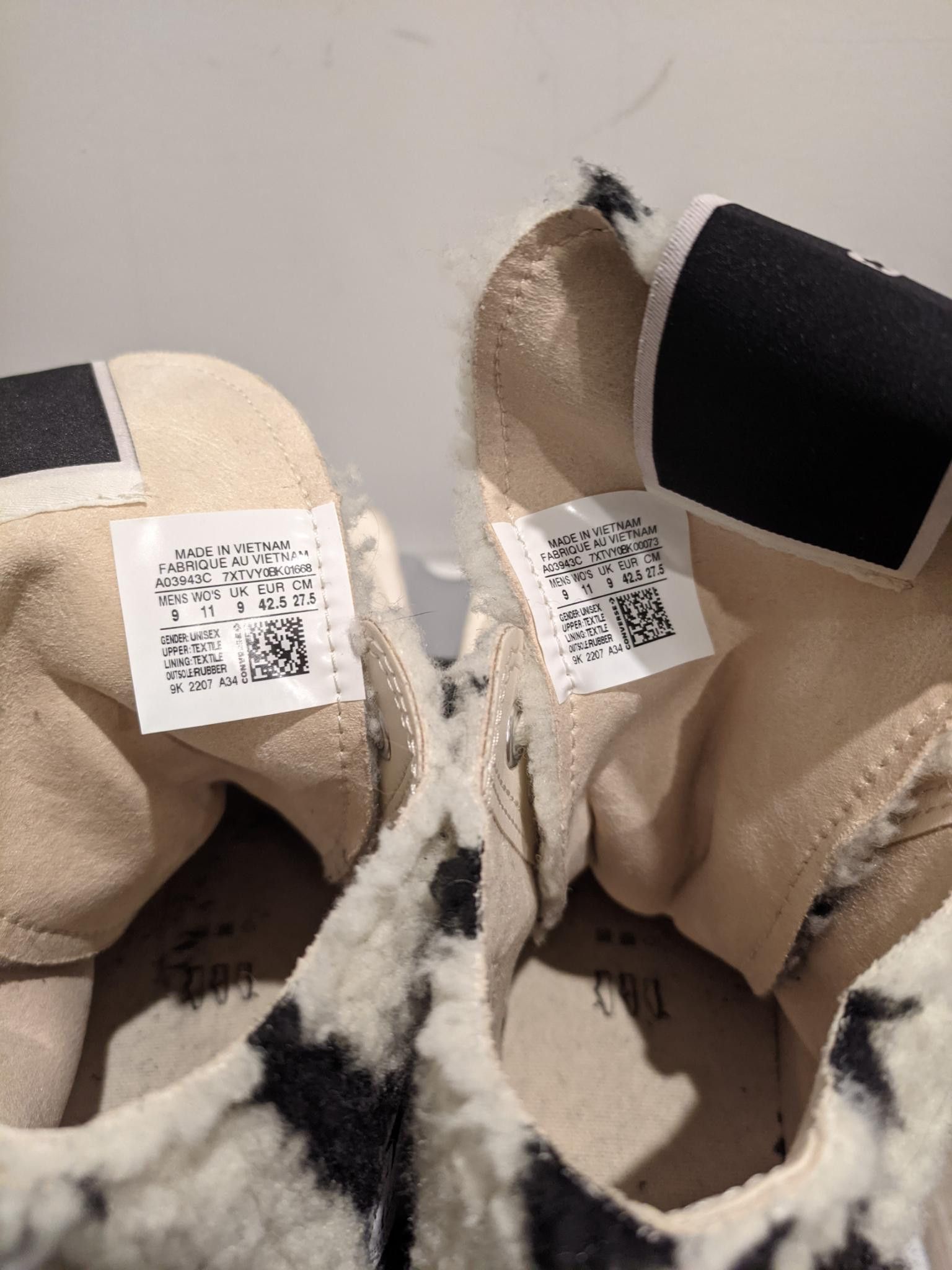 Rick Owens Drkshdw TURBODRK Zebra Fleece Converse Hightop Sneakers Size US 9 / EU 42 - 7 Thumbnail