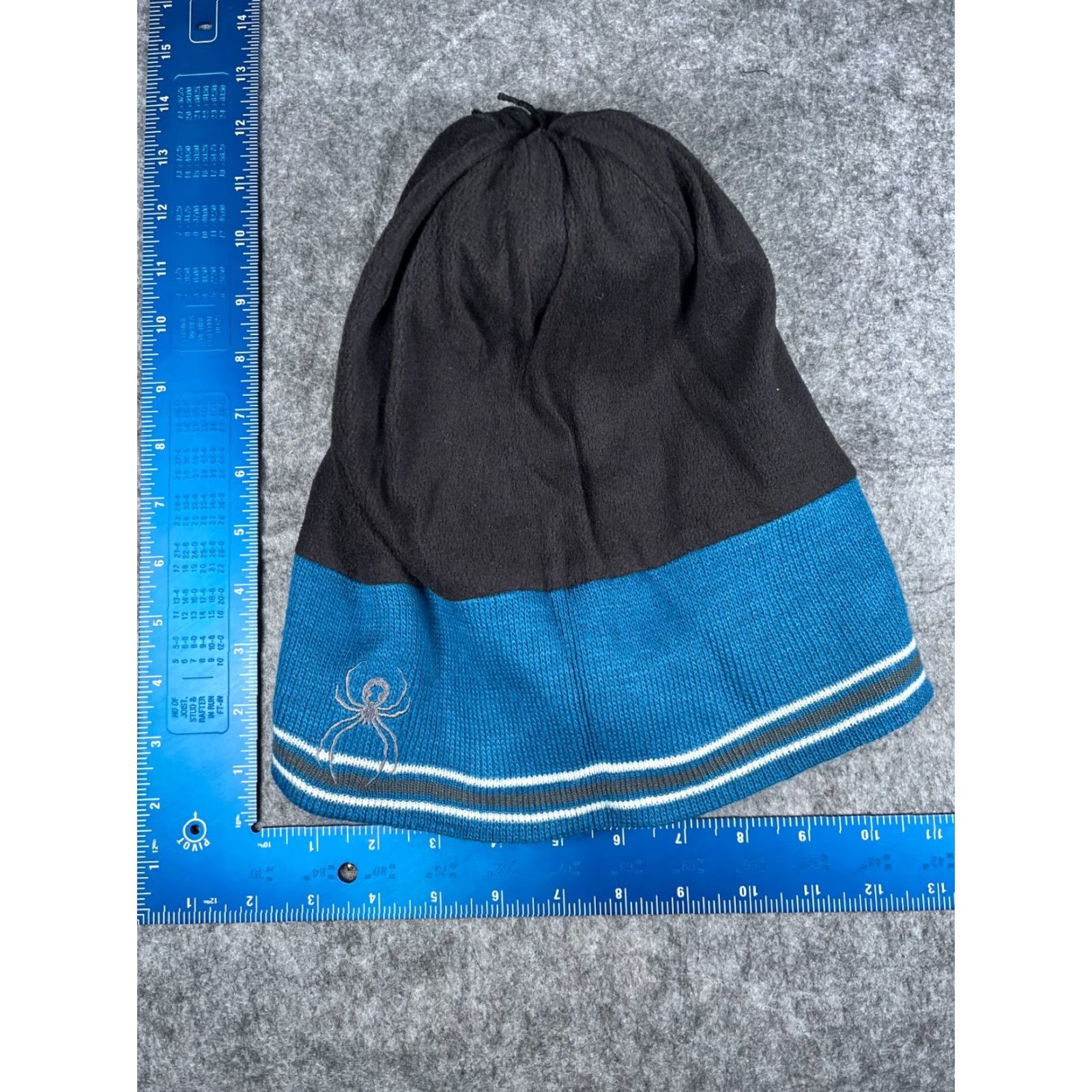 Spyder Spyder Beanie Toque Adult One Size Blue Stripe Knit Acrylic Poly Mountains Pom Size ONE SIZE - 6 Thumbnail