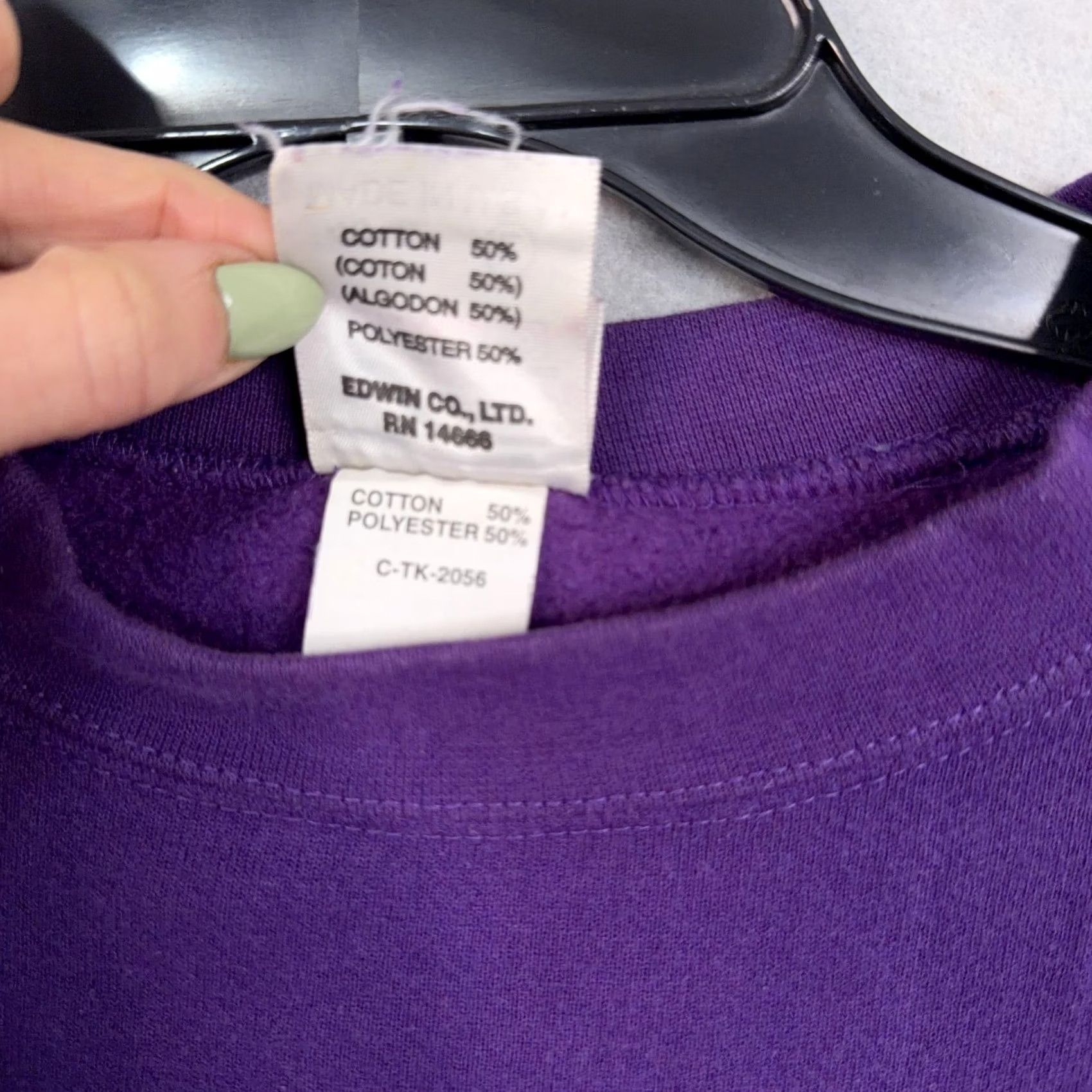 Edwin VINTAGE Edwin Sweatshirt Adult Large Purple 50/50 Fleece Cotton-Polyester Crew Neck Pullover Mens L Purple 80s 90s Size US L / EU 52-54 / 3 - 7 Thumbnail