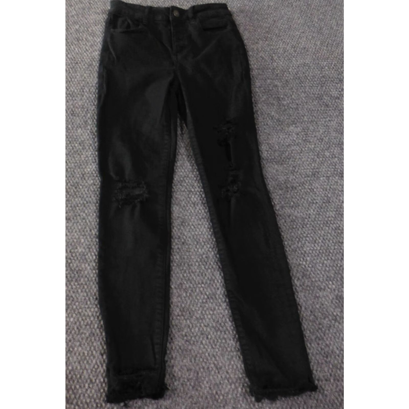 American Eagle Outfitters American Eagle Outfitters Jeans Womens 0 Jegging Mid Rise Distressed Black Denim Size 42" / US 20 - 2 Thumbnail