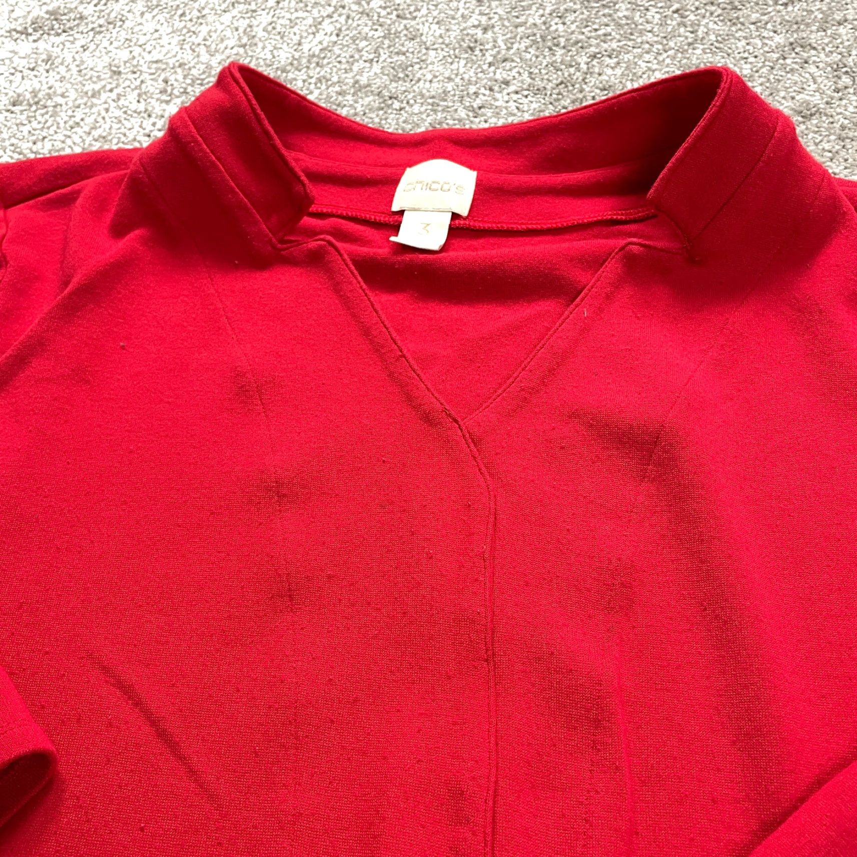 Vintage VINTAGE Chico's Blouse Shirt Womens XL Red Solid Long Sleeve V-Neck Knit Casual Size XL / US 12-14 / IT 48-50 - 5 Thumbnail