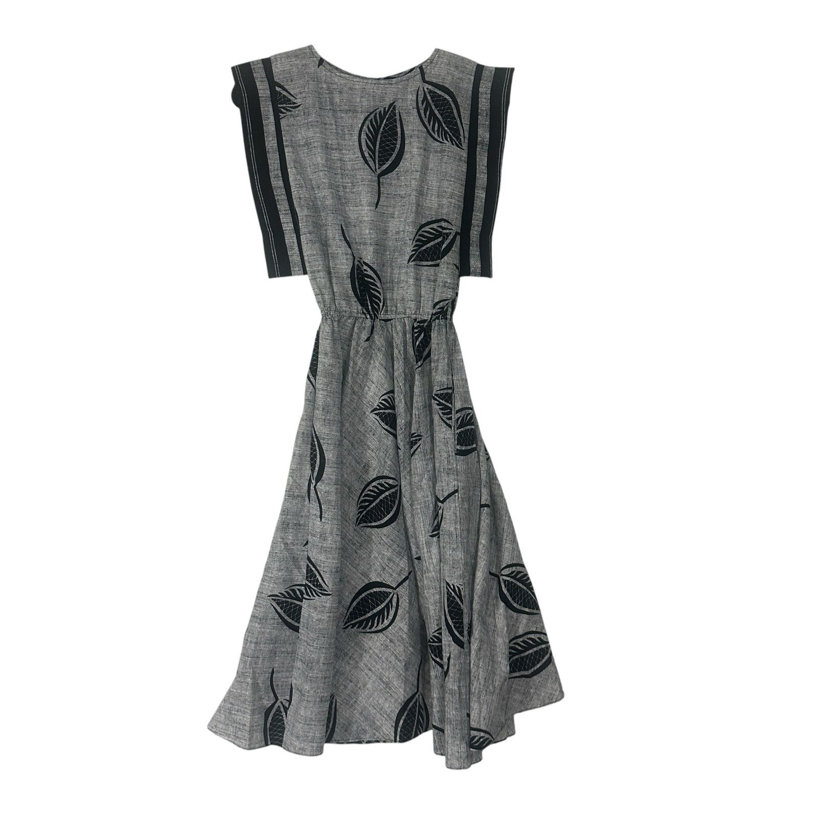 Vintage Vintage Choon Gray Leaf Print Dress Full Circle Boho Midi XS Size XS / US 0-2 / IT 36-38 - 2 Thumbnail