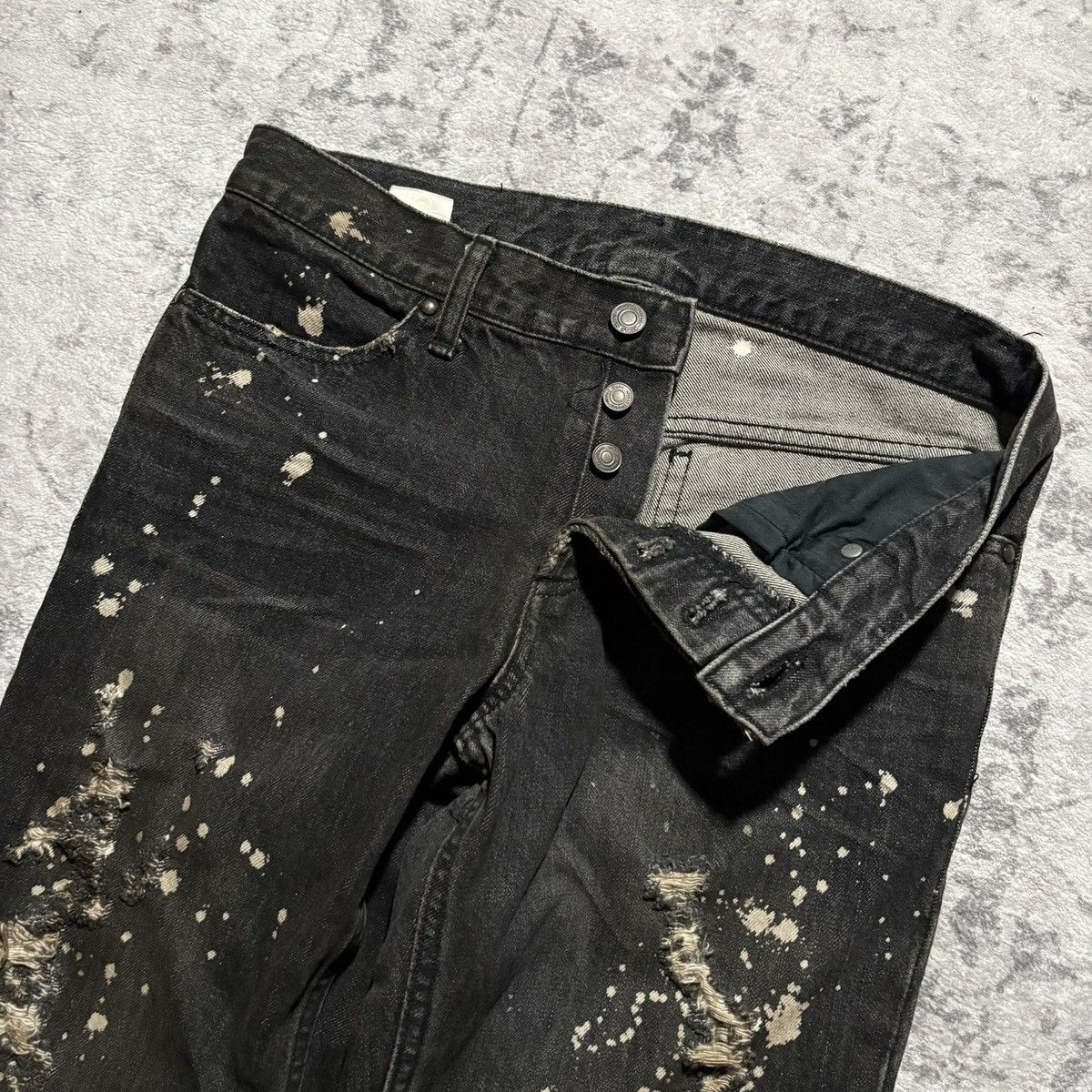 Shellac Shellac Bleached & Distressed Bootcut Black Jeans | Size 48 Size US 30 / EU 46 - 5 Thumbnail