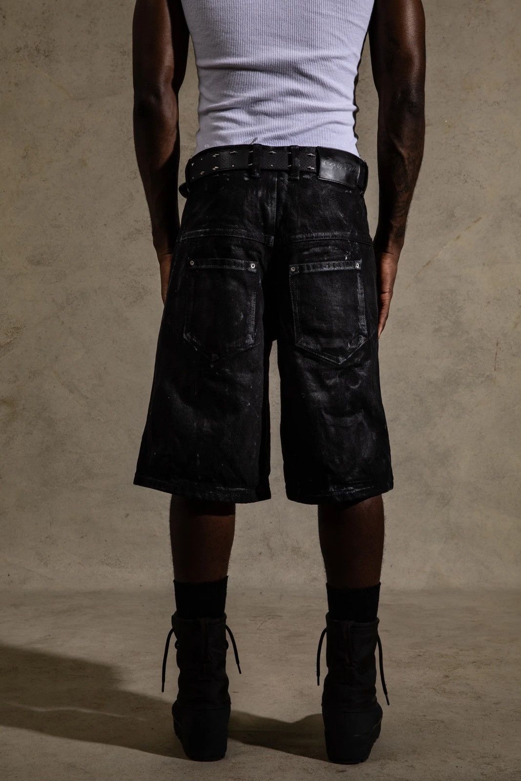 Designer × Streetwear Corrupt Kid Waxed Black Jorts | Grailed