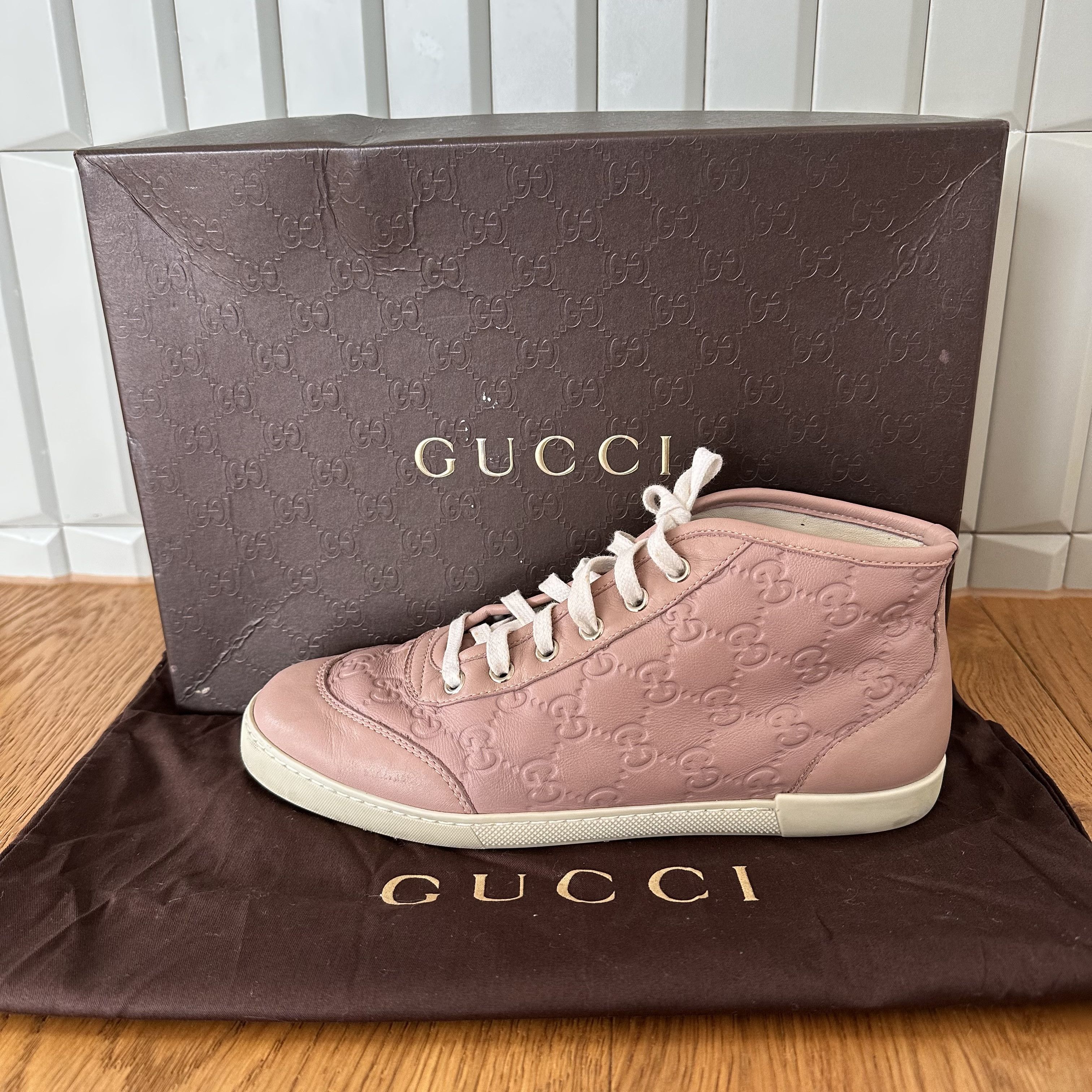 Gucci GUCCI Guccissima GG leather high top Sneakers Size US 6.5 / IT 36.5 - 1 Thumbnail