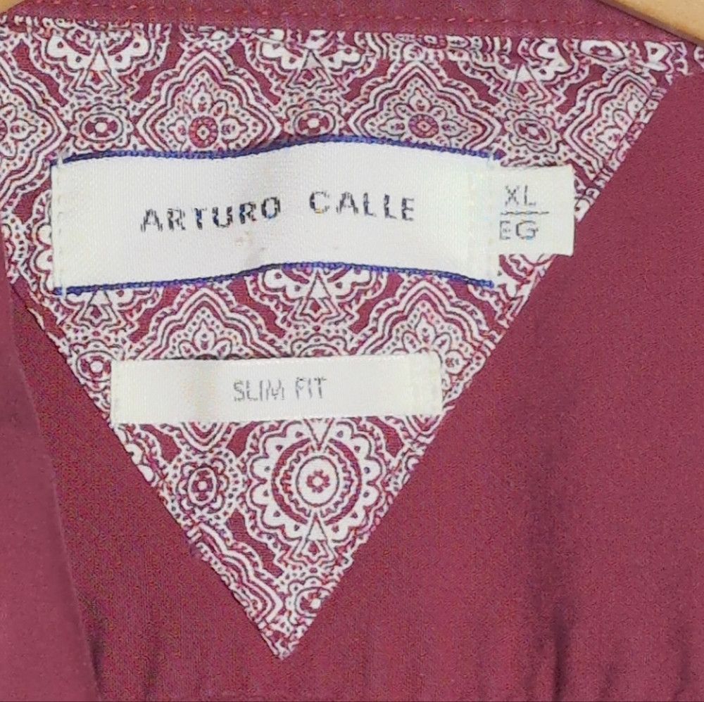Designer Arturo Calle sz XL Men's Burgundy / Maroon Shirt Size US XL / EU 56 / 4 - 2 Thumbnail