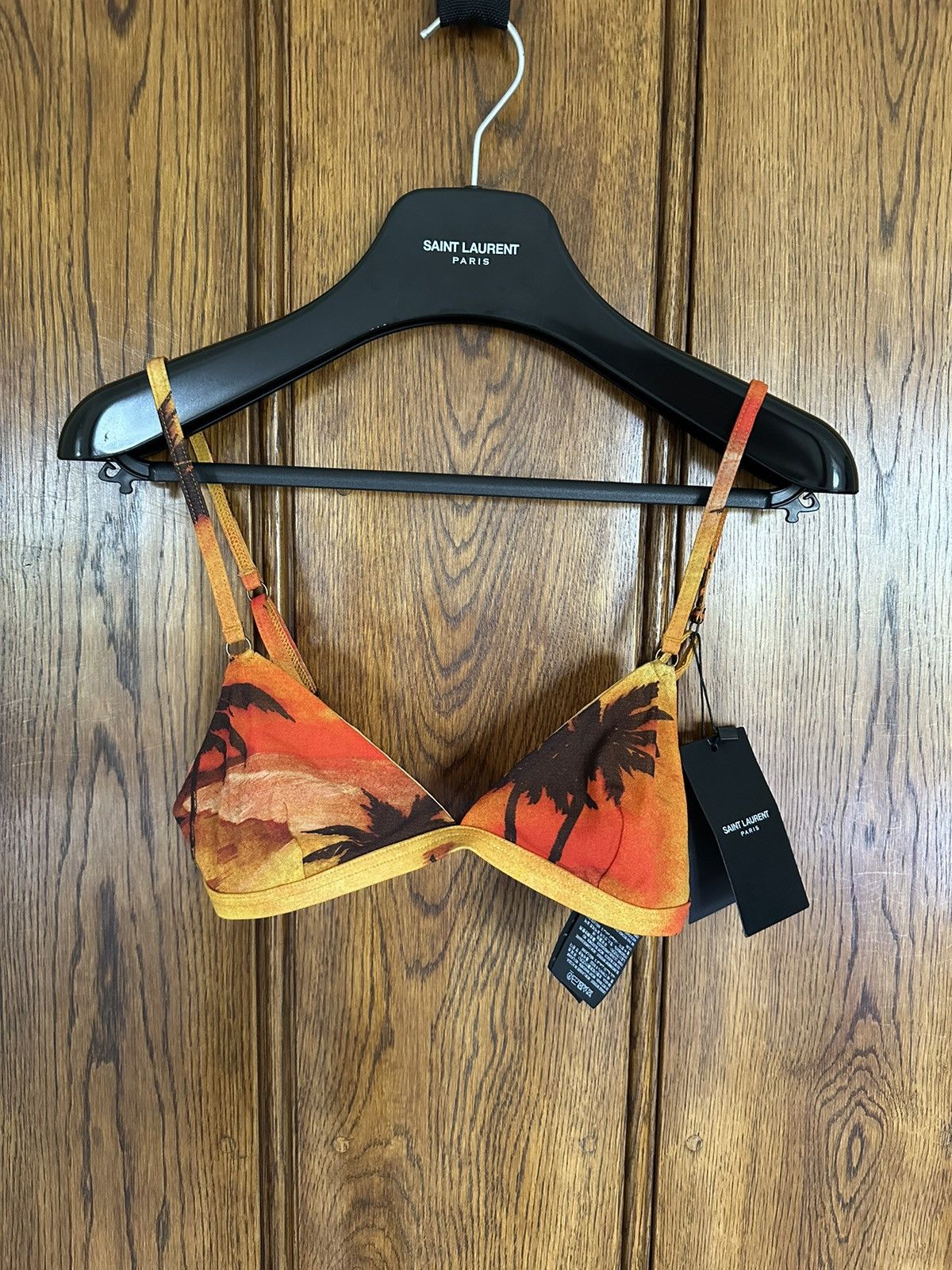 image of Saint Laurent Paris $590 Saint Laurent Palm Tree Bra Brassiere Top S in Orange, Men's