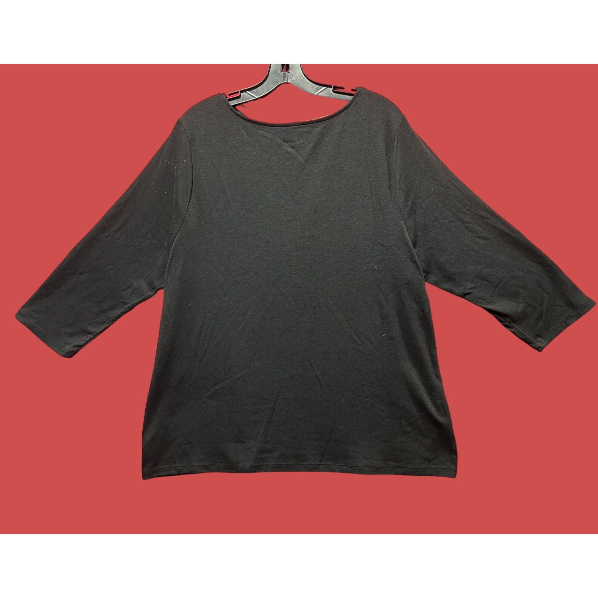Other Ava & Viv - Women's 3/4 Sleeve Tunic T-Shirt - Black - 1X Size XL / US 12-14 / IT 48-50 - 3 Thumbnail
