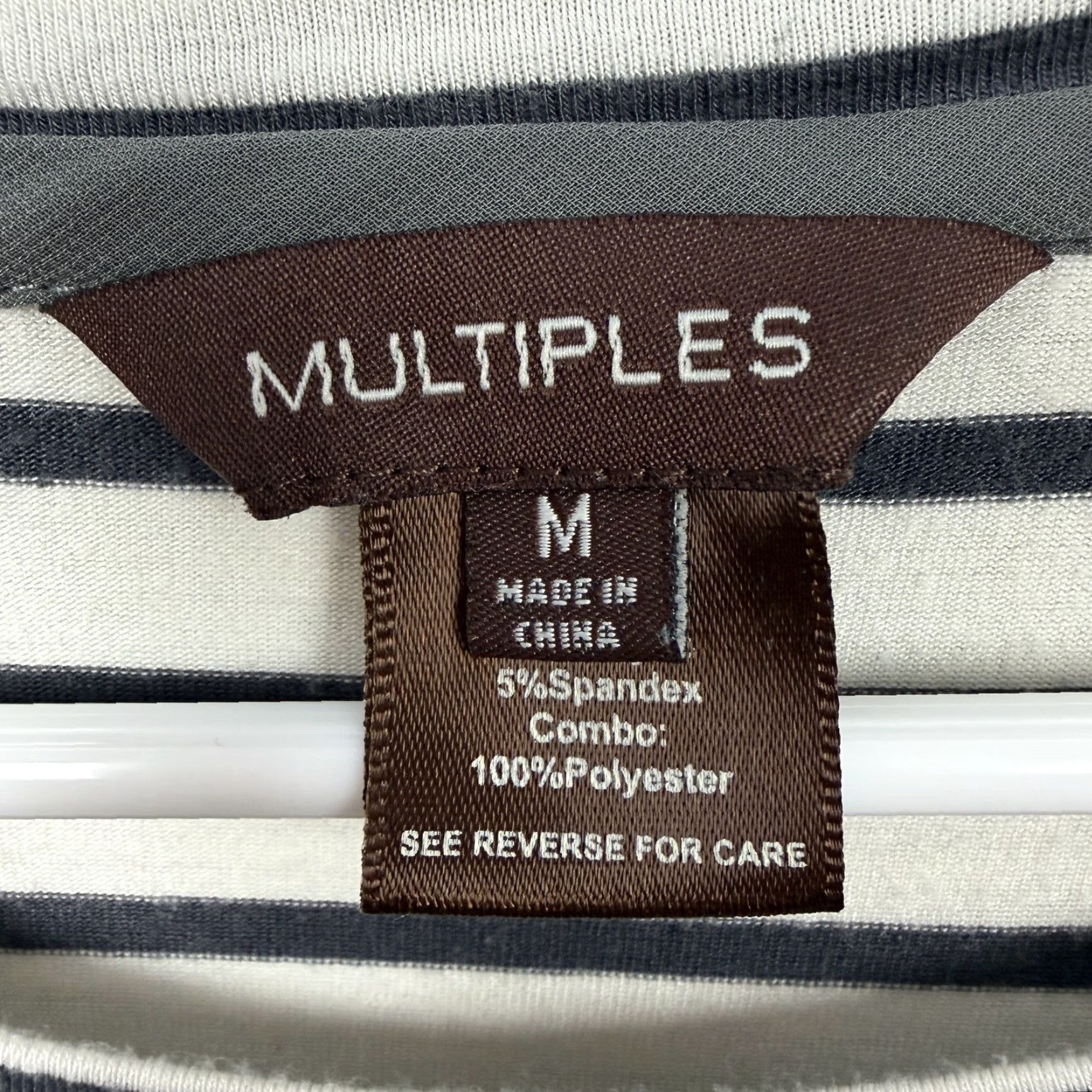 Vintage Multiples Tunic Top Women M White Gray Striped High Low Hem Roll Tab Sleeve Lightweight Jersey Casual Size M / US 6-8 / IT 42-44 - 5 Thumbnail