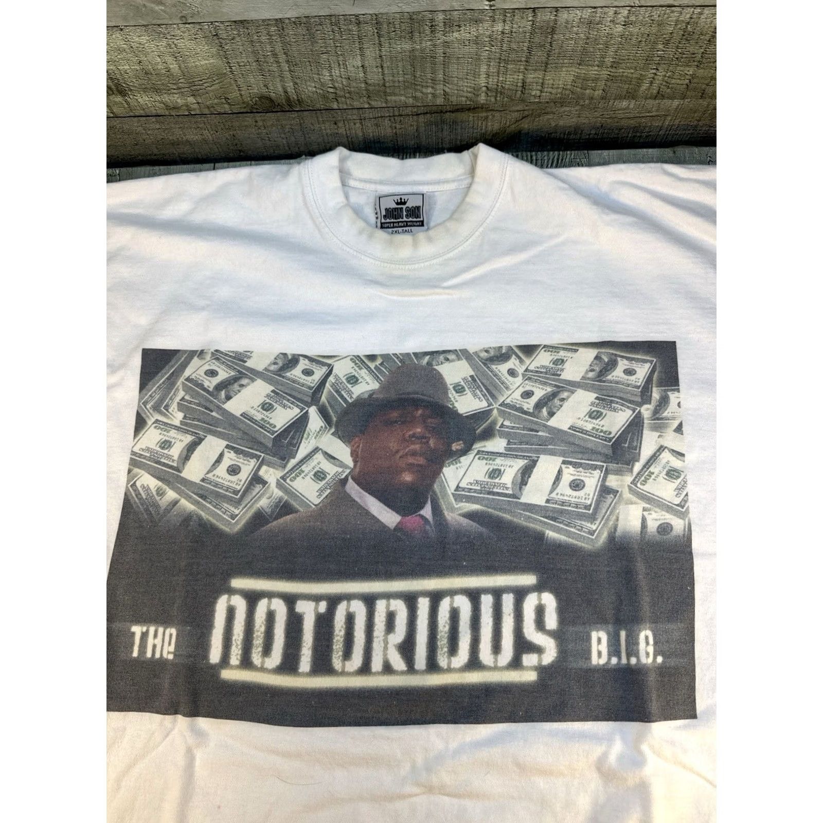 Vintage VINTAGE Notorious B.I.G. Rap Tee 2XL Tall John Son Money Print Hip Hop T-Shirt Mens Size US XXL / EU 58 / 5 - 2 Thumbnail