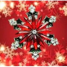 Handmade Poinsettia Brooch Pin New Christmas Flower December Birthsto Size ONE SIZE - 11 Thumbnail