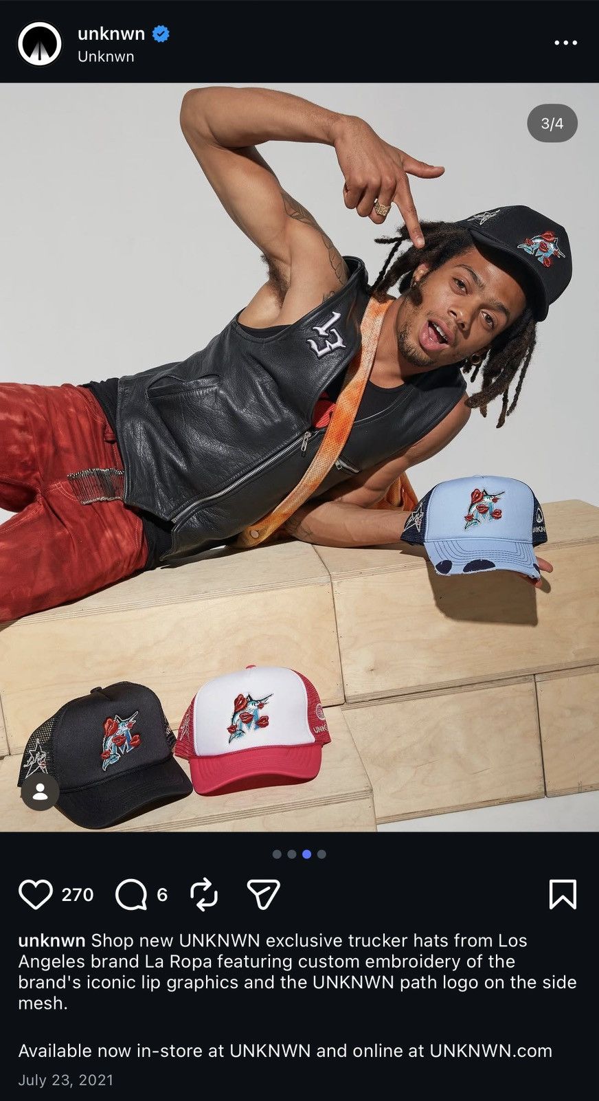LaRopa LaRopa x UNKNWN Miami Marlins Exclusive Trucker Hat Blue Size ONE SIZE - 20 Thumbnail