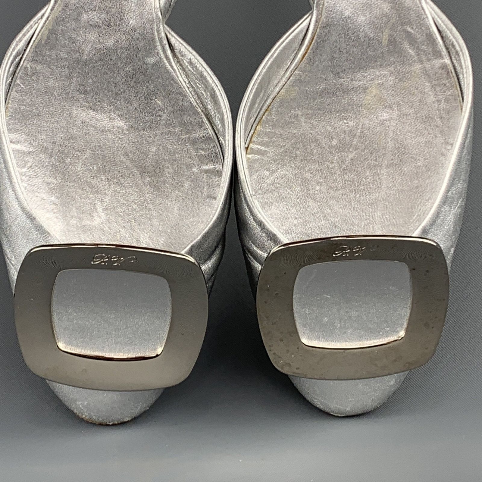 Roger Vivier ROGER VIVIER Size 6.5 Silver Leather Chips Buckle Flats Size US 6.5 / IT 36.5 - 5 Thumbnail