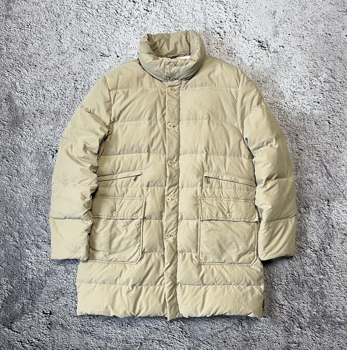 Moncler Vintage Moncler Down Puffer Jacket Beige Mens Size 6 Size US XL / EU 56 / 4 - 1 Thumbnail