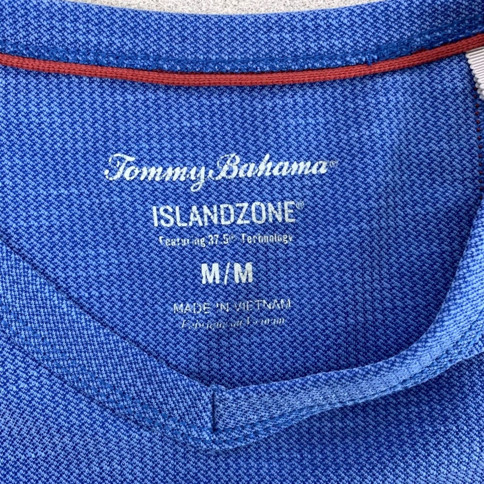Tommy Bahama Tommy Bahama T-Shirt Mens Medium Blue IslandZone V-Neck Waffle Knit Short Sleeve Size US M / EU 48-50 / 2 - 3 Thumbnail