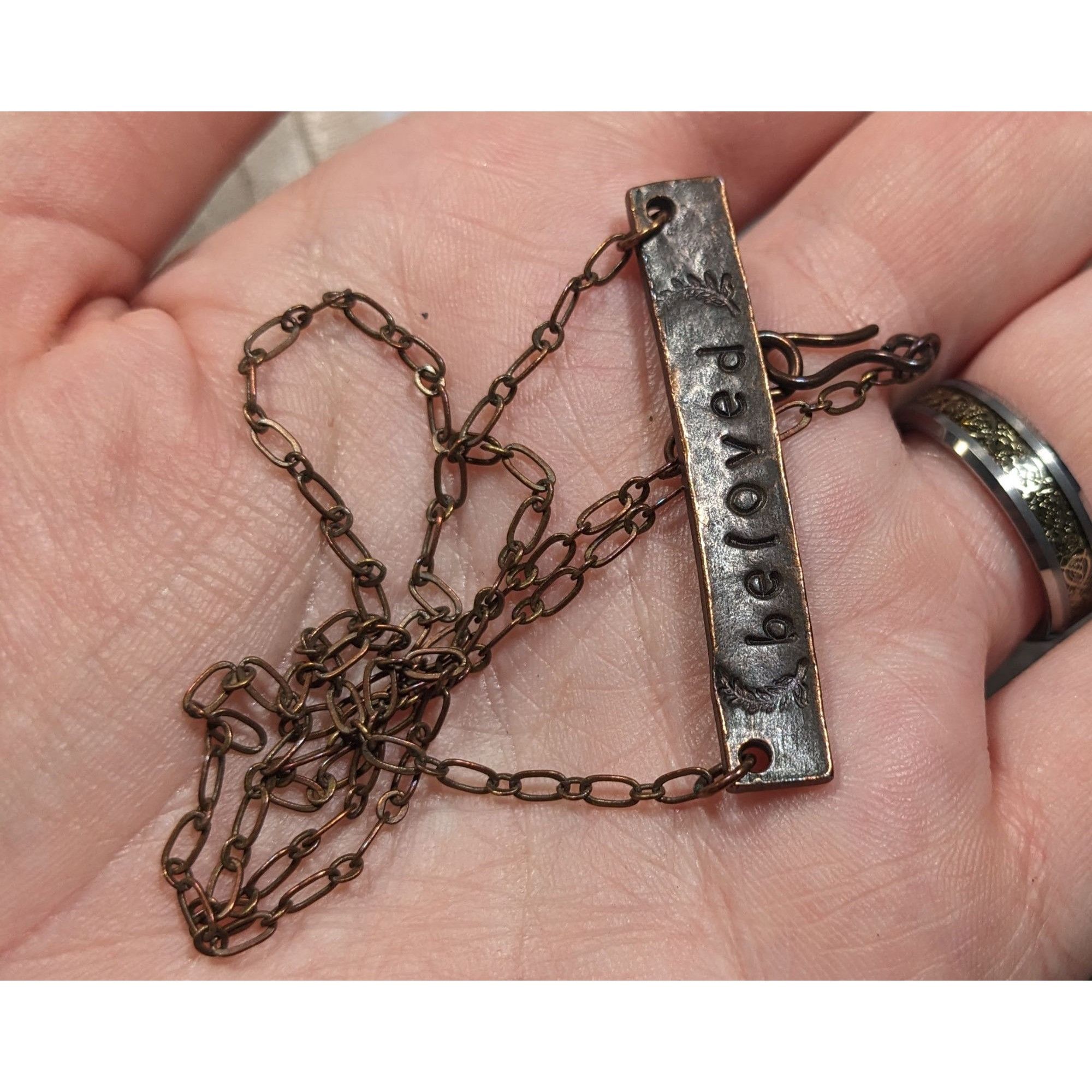 Other Rustic Beloved Hand Stamped Antiqued Copper Tone Necklace Size ONE SIZE - 3 Thumbnail