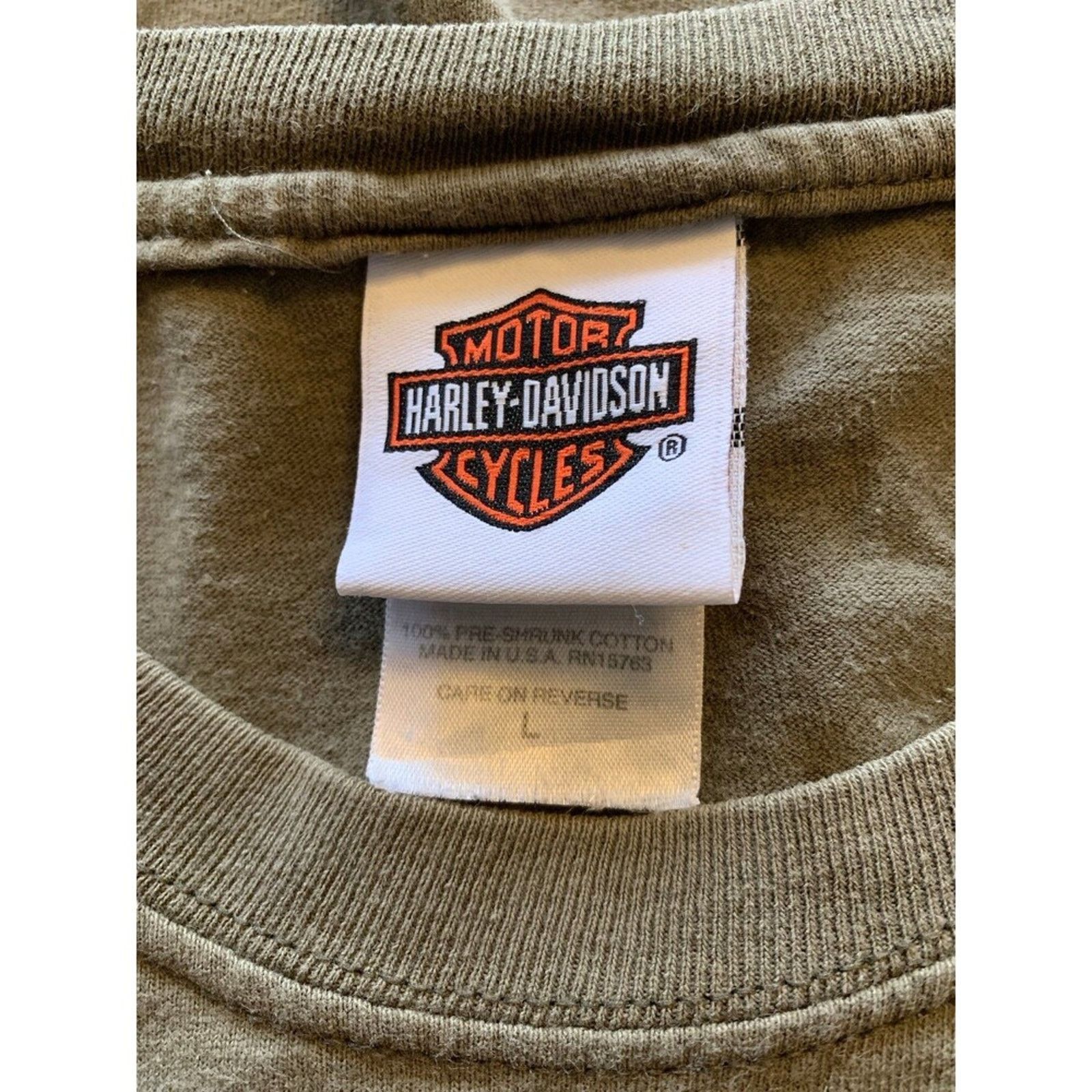 Harley Davidson Harley Davidson Men's Large Shirt Army Green Cut Off Florida Size US L / EU 52-54 / 3 - 4 Thumbnail