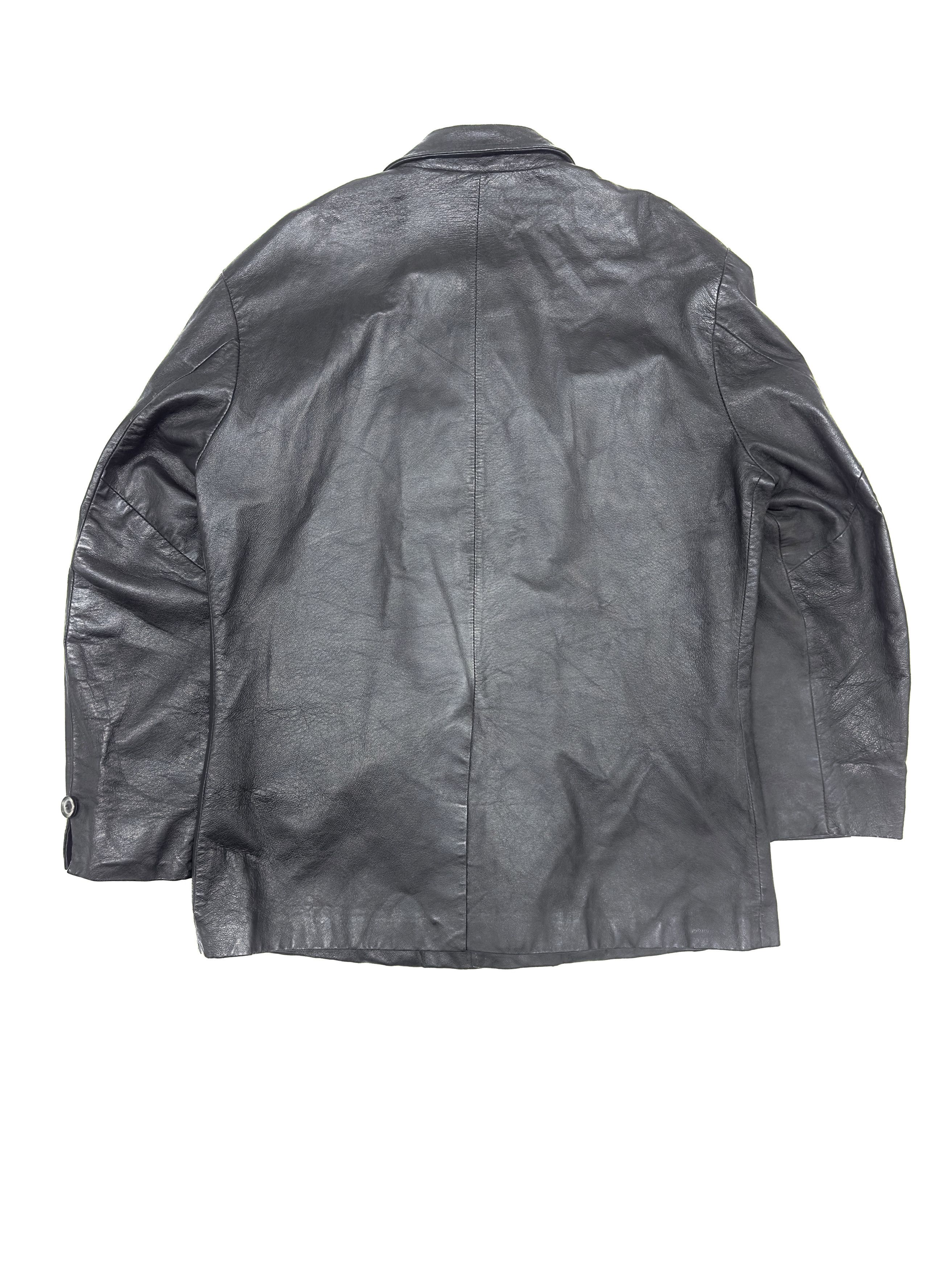 Diesel Diesel Leather Black Button Up Collared Overcoat Moto Biker Size US XL / EU 56 / 4 - 2 Thumbnail