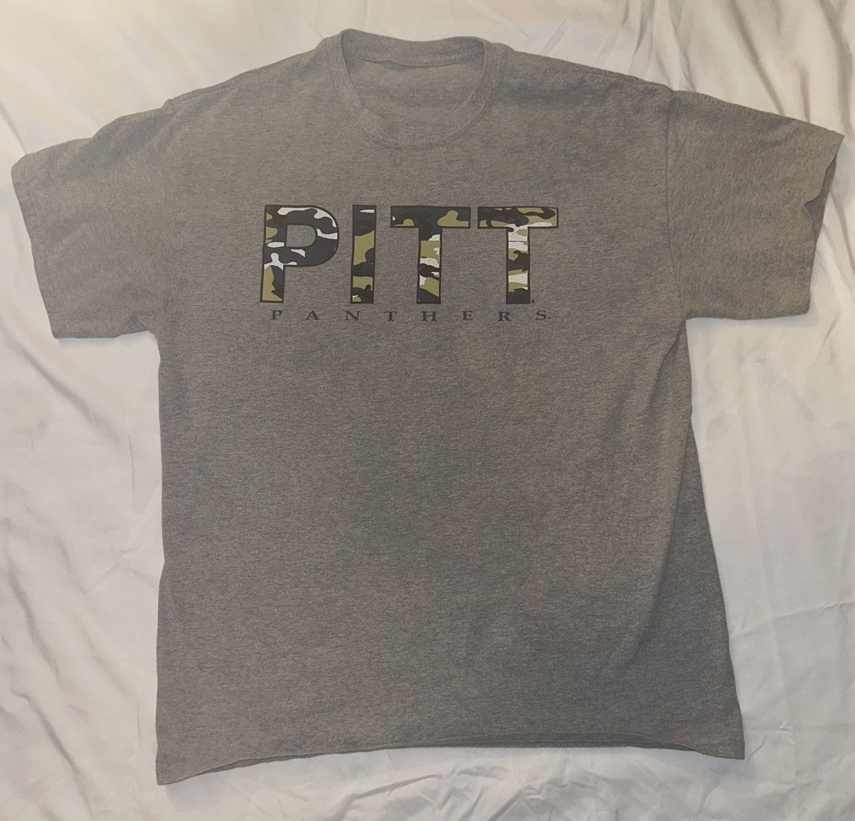 Other PITT PANTHERS Blue/Gold Camo Logo On Grey Shirt Sz. L No Tag Size US L / EU 52-54 / 3 - 1 Thumbnail