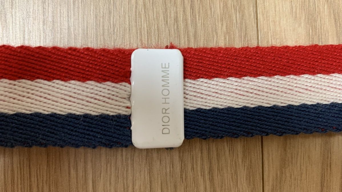 Dior × Hedi Slimane Dior Homme SS2006 Red White Blue Striped Belt Size ONE SIZE - 4 Thumbnail