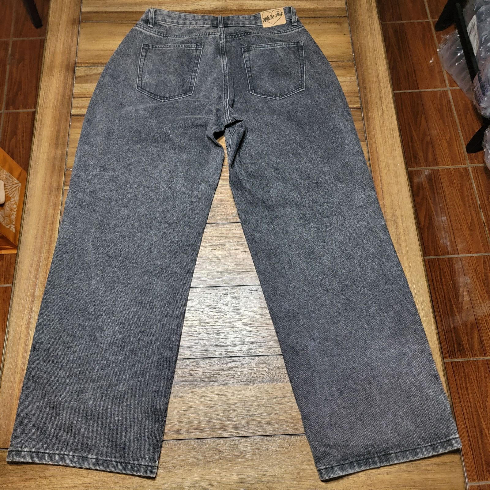 Other White Fox Black Denim Wide Leg Jeans w/ Front Studs - Large Size 30" / US 8 / IT 44 - 3 Thumbnail