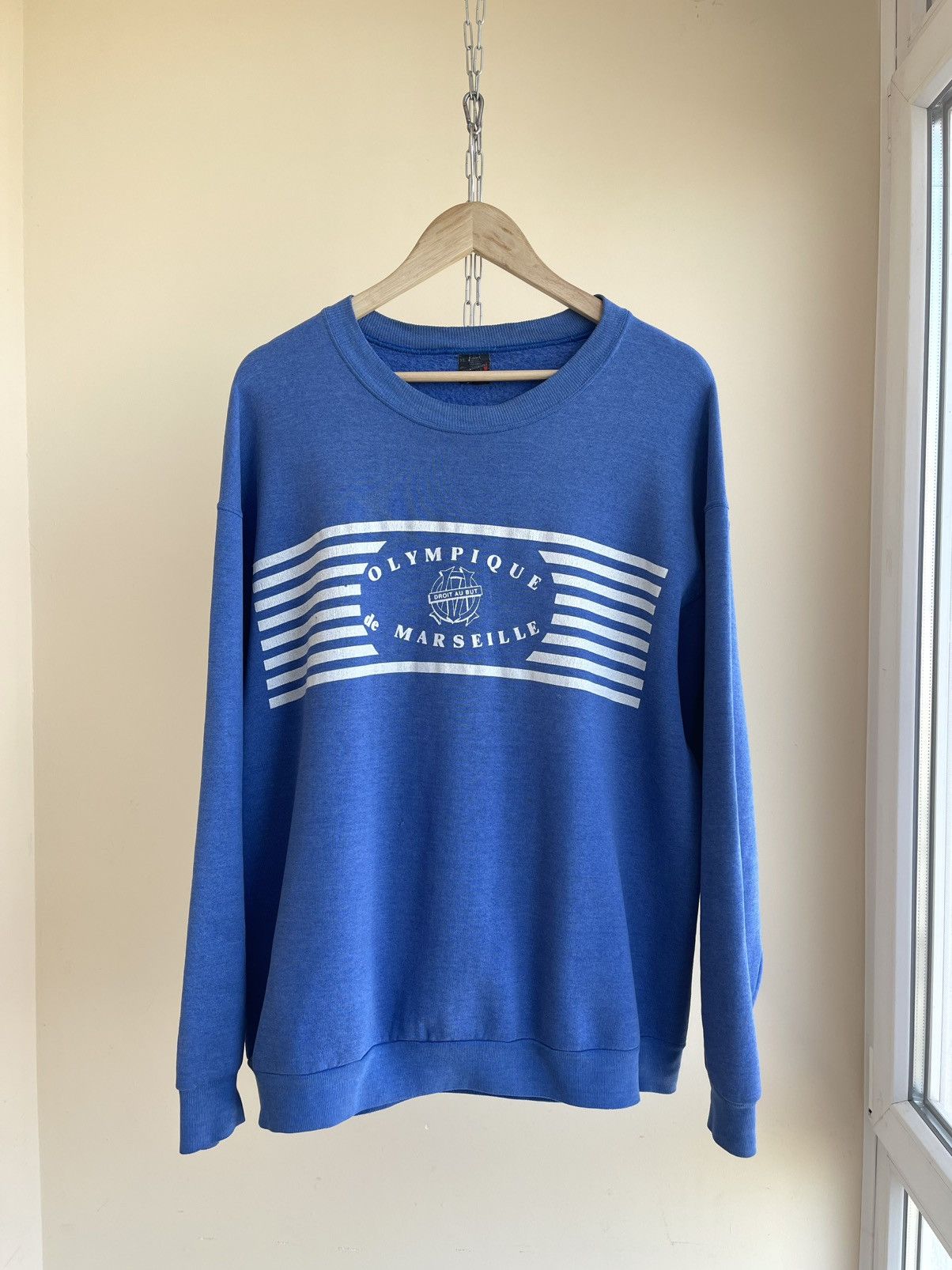 Vintage Olympique De Marseille Logo Football Sweatshirt 90s Soccer Size US XL / EU 56 / 4 - 1 Thumbnail